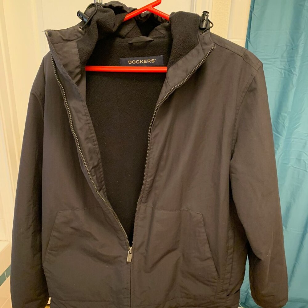 EUC DOCKERS WARM JACKET with DRAWSTRING HOOD Men's L